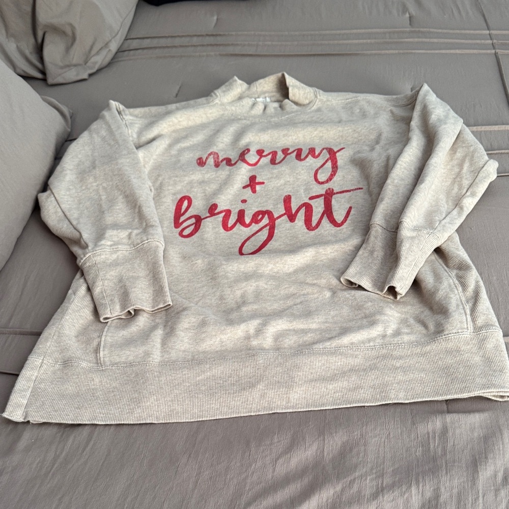 Maurices Women's Cowl Neck Sweater - Cream with Red Script